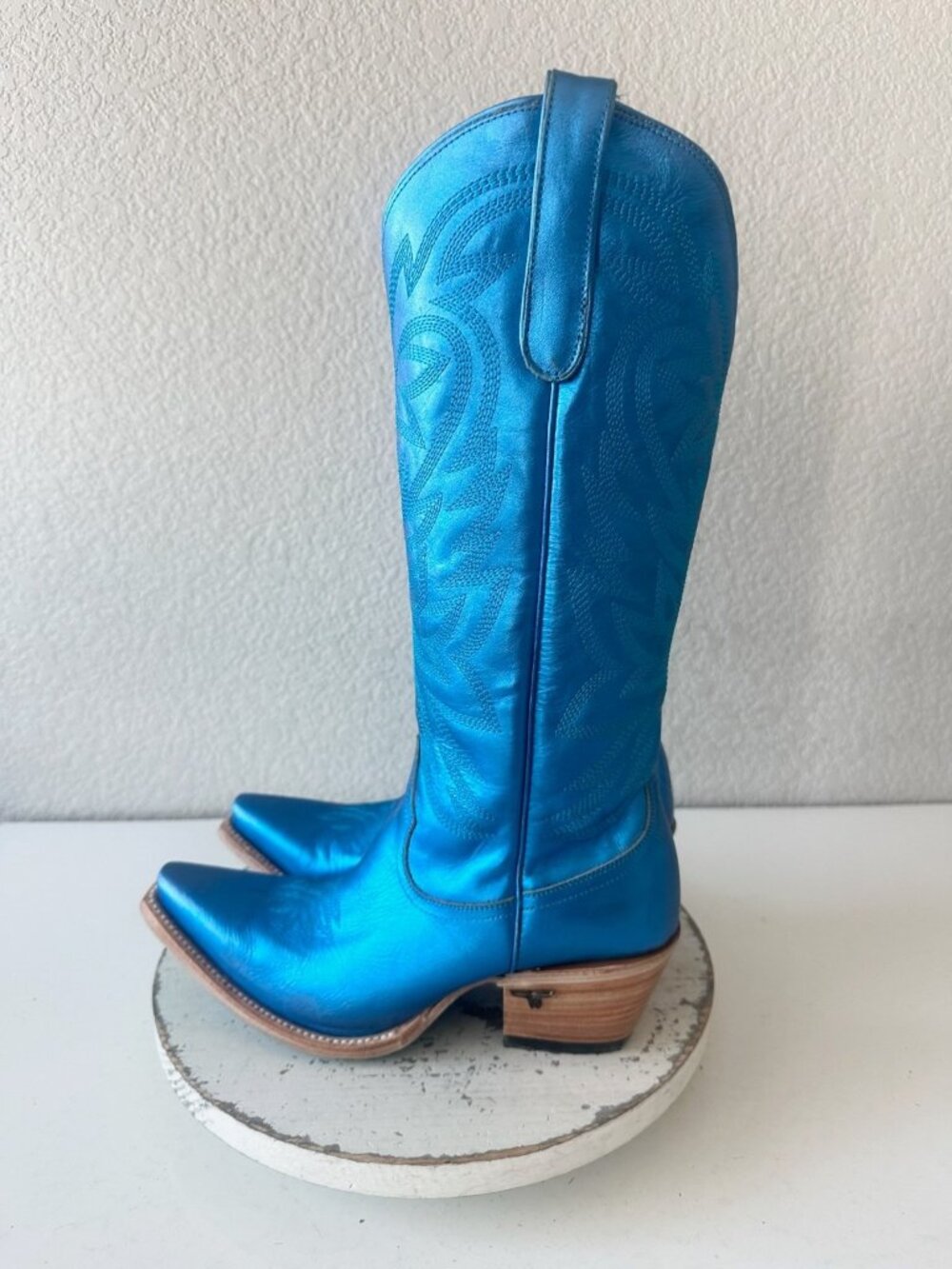 Lane SMOKESHOW Womens Cowboy Boots Metallic Blue Western Tall Snip Toe Size 9.5 - Picture 4 of 12
